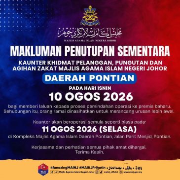 MAKLUMAN PENUTUPAN SEMENTARA KAUNTER MAINJ DAERAH PONTIAN