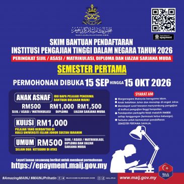 PERMOHONAN SKIM BANTUAN PENDAFTARAN IPT DALAM NEGARA 2026 KINI DIBUKA!